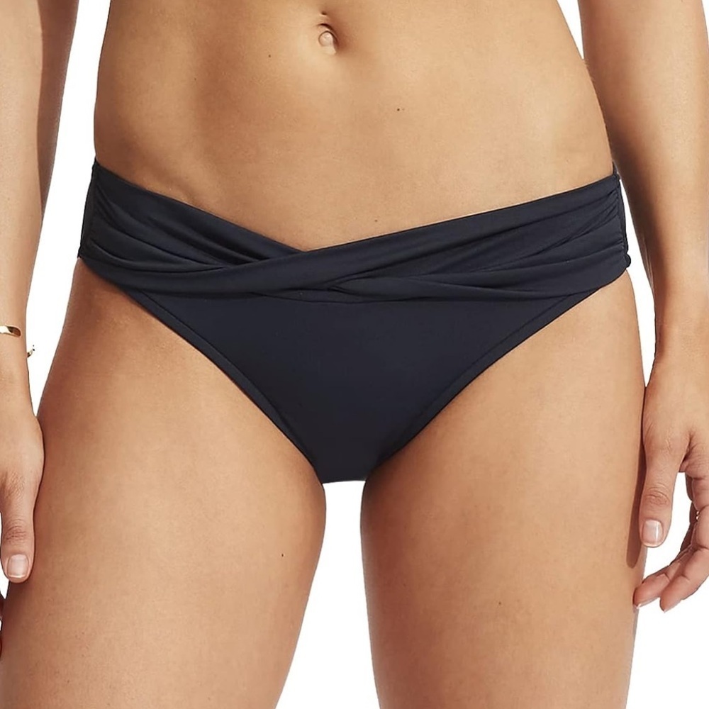 Seafolly Women's Twist Band Hipster bottom black NWOT